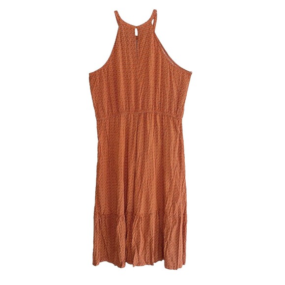 Old Navy Floral Halter Maxi Dress XXL Orange Sleeveless Tiered Flowy - Picture 8 of 12